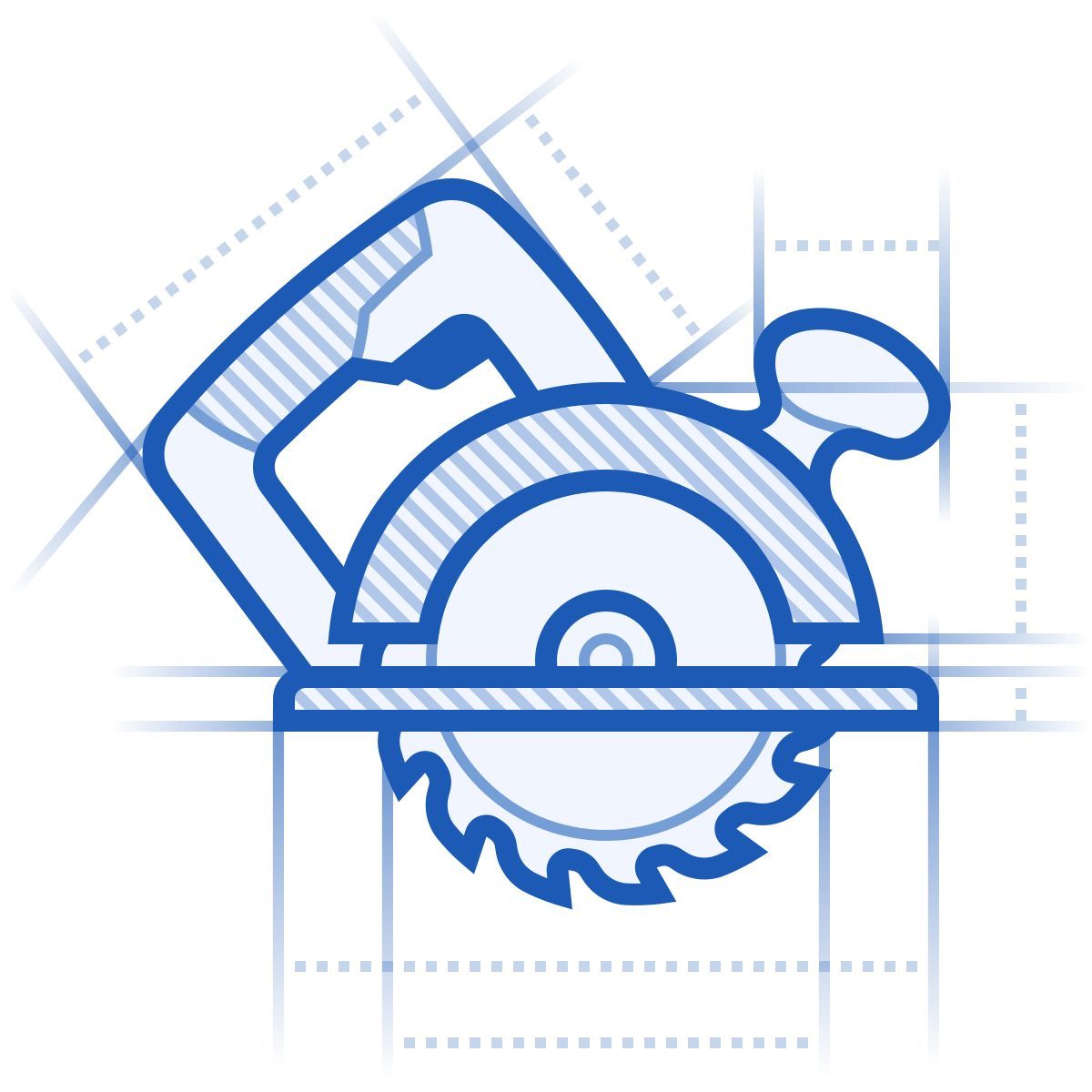 blueprint style serra circular icon
