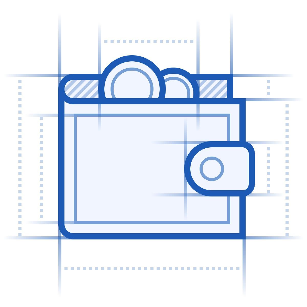 blueprint style coin wallet icon