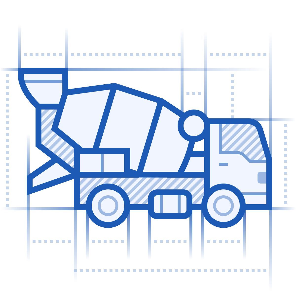 blueprint Stil concrete mixer truck Icon