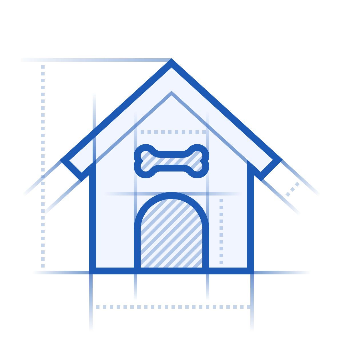 blueprint style dog house icon