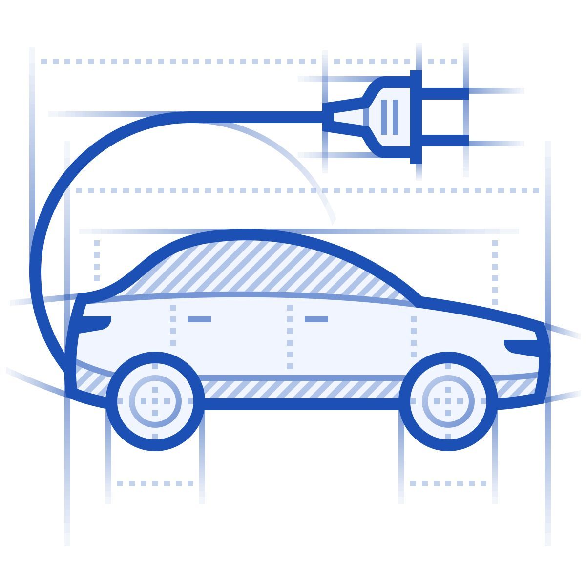 blueprint Stil elektroauto Icon