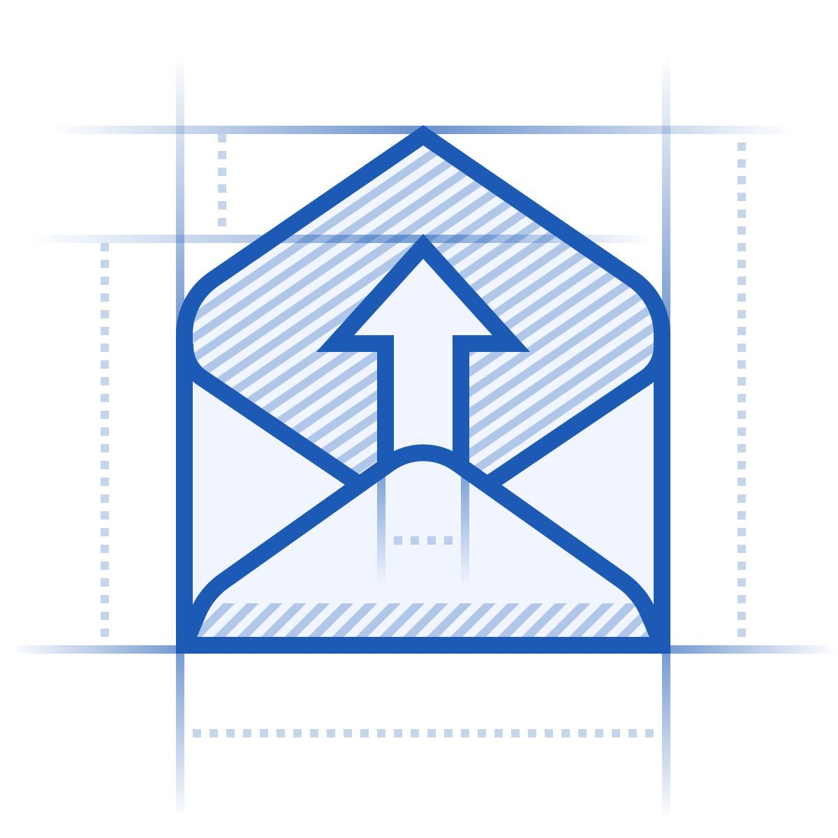 blueprint style open email icon