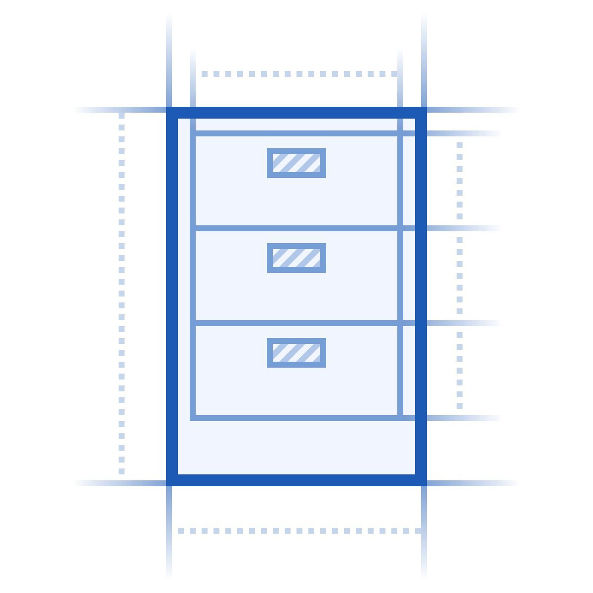 blueprint style filing cabinet icon