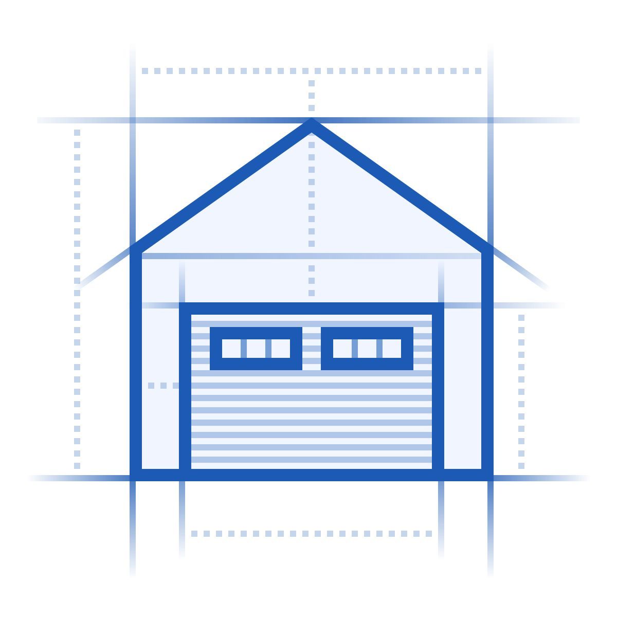blueprint style warehouse icon