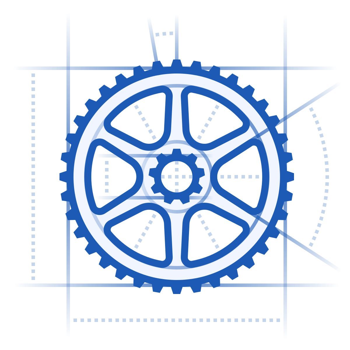 icona ingranaggio blueprint stile