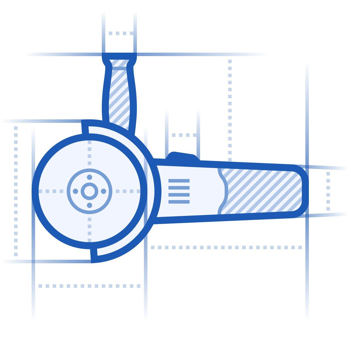 blueprint style grinding machine icon