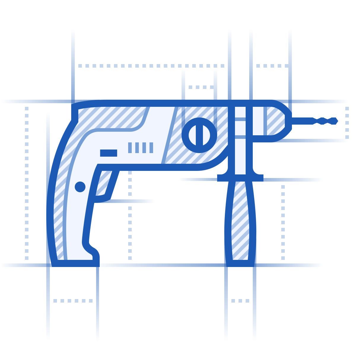 blueprint style hammer drill icon