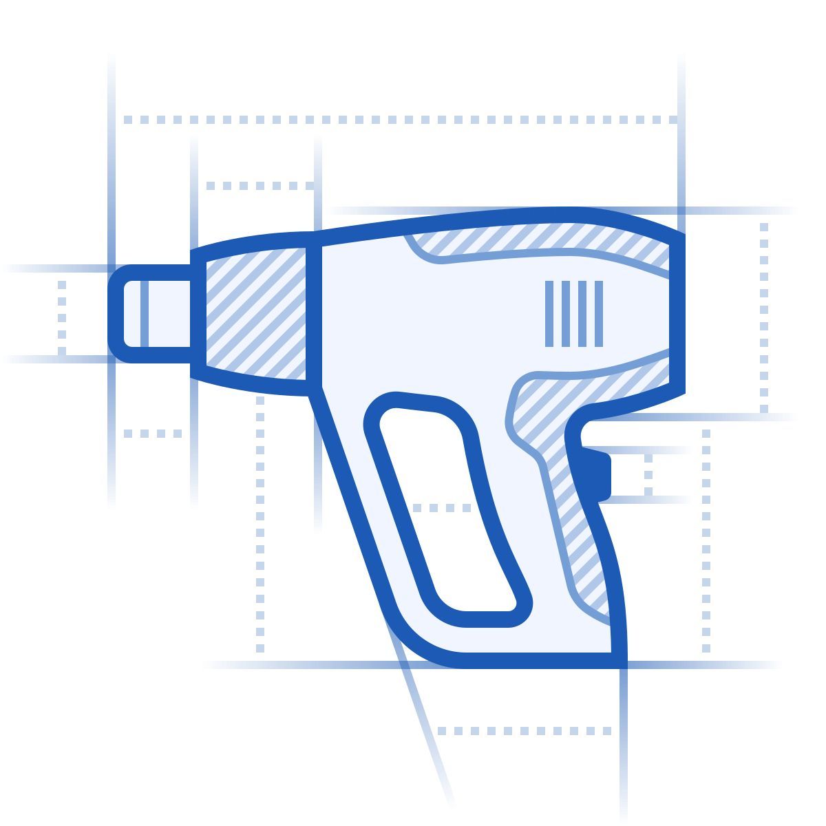 blueprint style heat gun icon