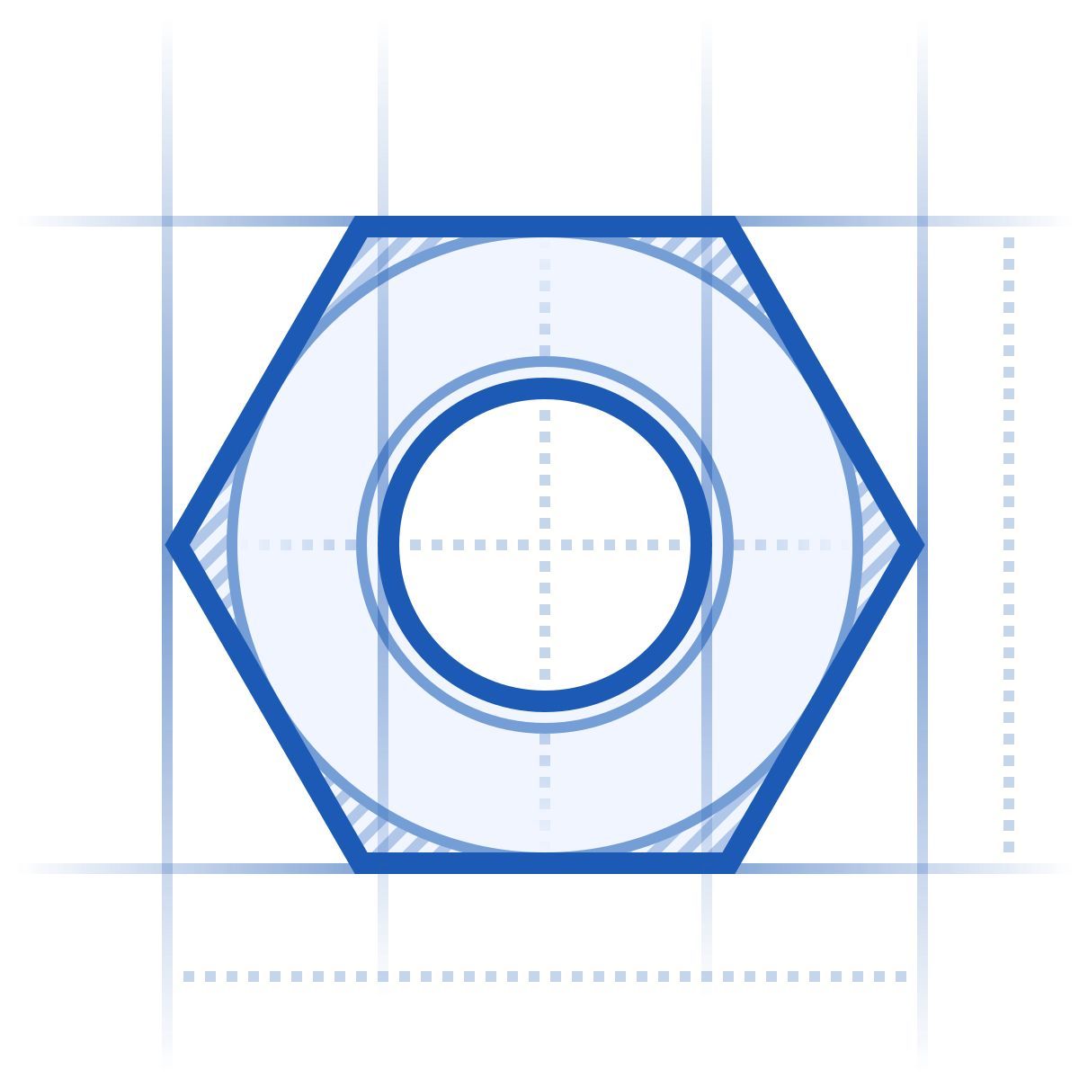 blueprint style hex nut icon