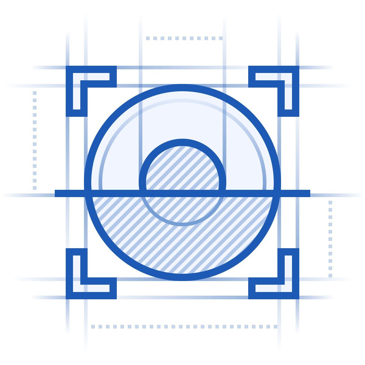 blueprint style iris scan icon