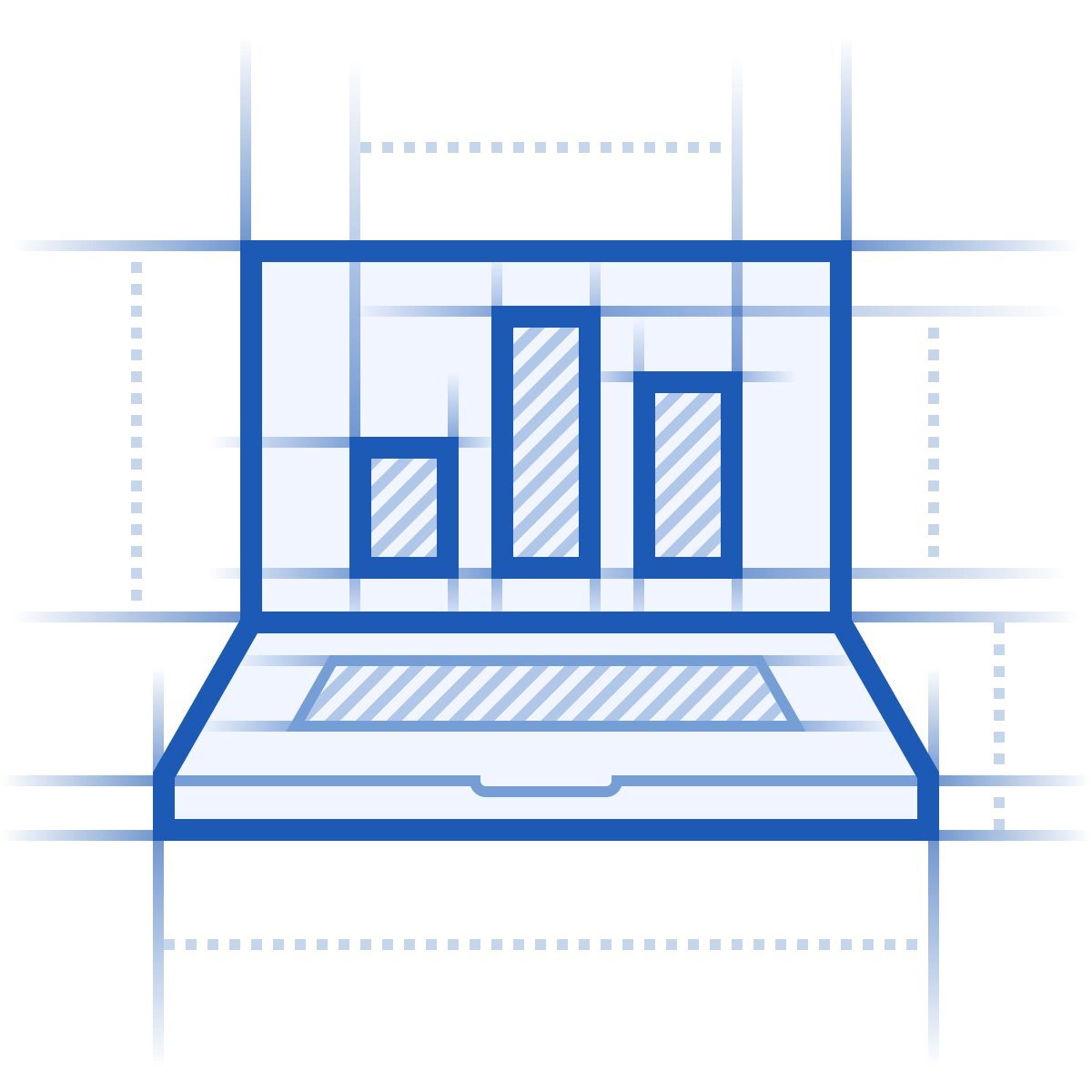 icona metriche del laptop blueprint stile