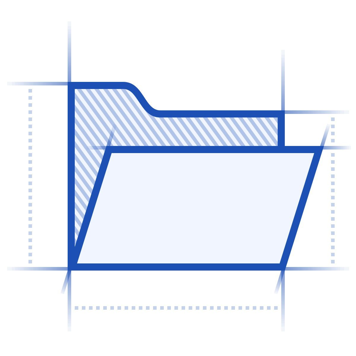 icône dossier ouvert blueprint style