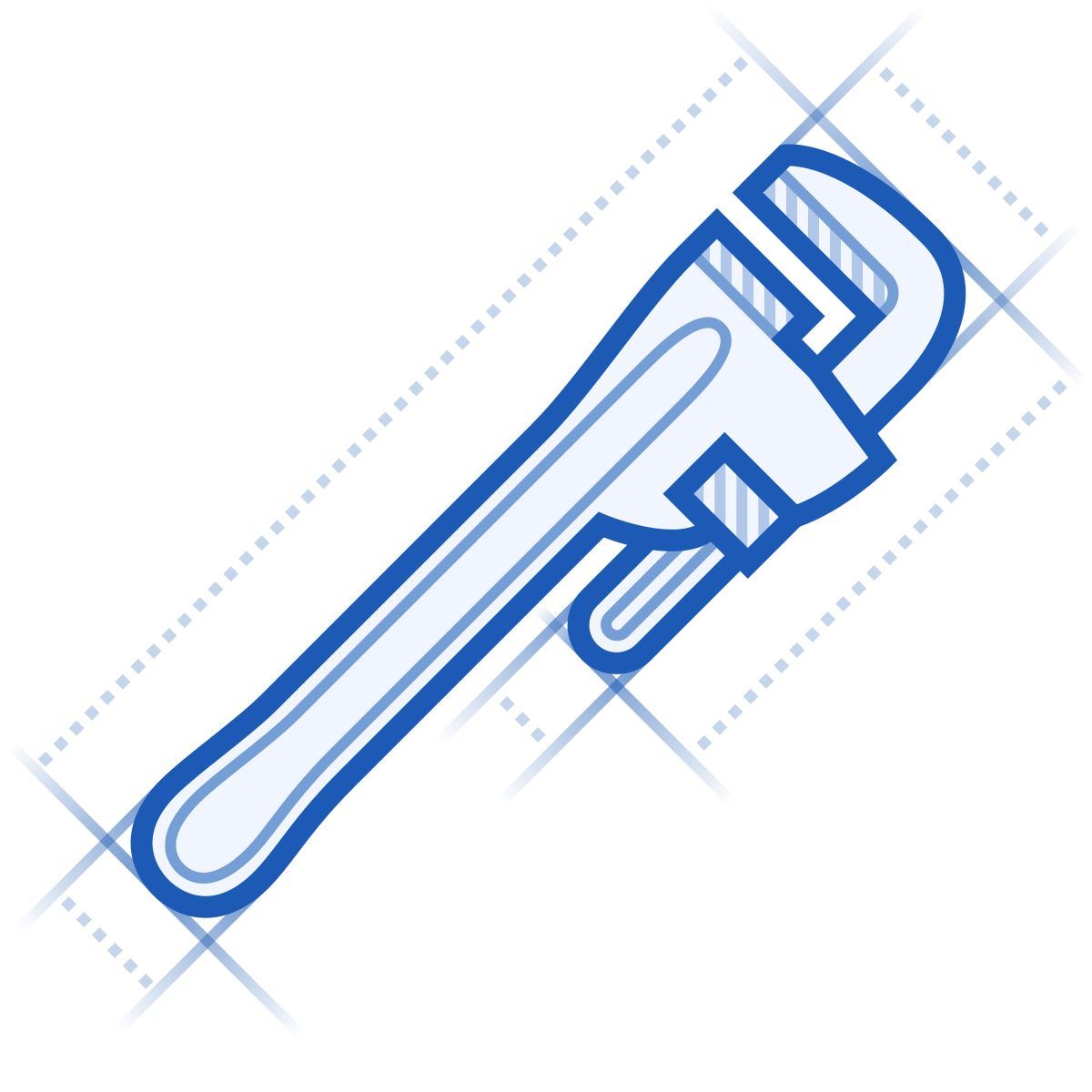 icona pipe wrench blueprint stile