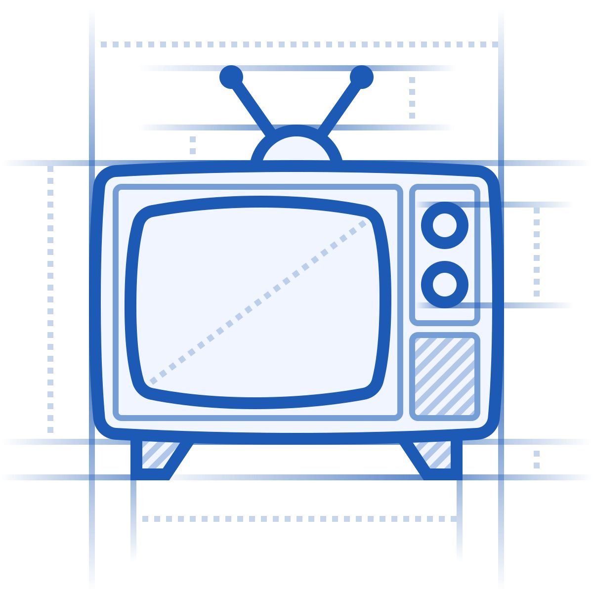 blueprint style retro tv icon