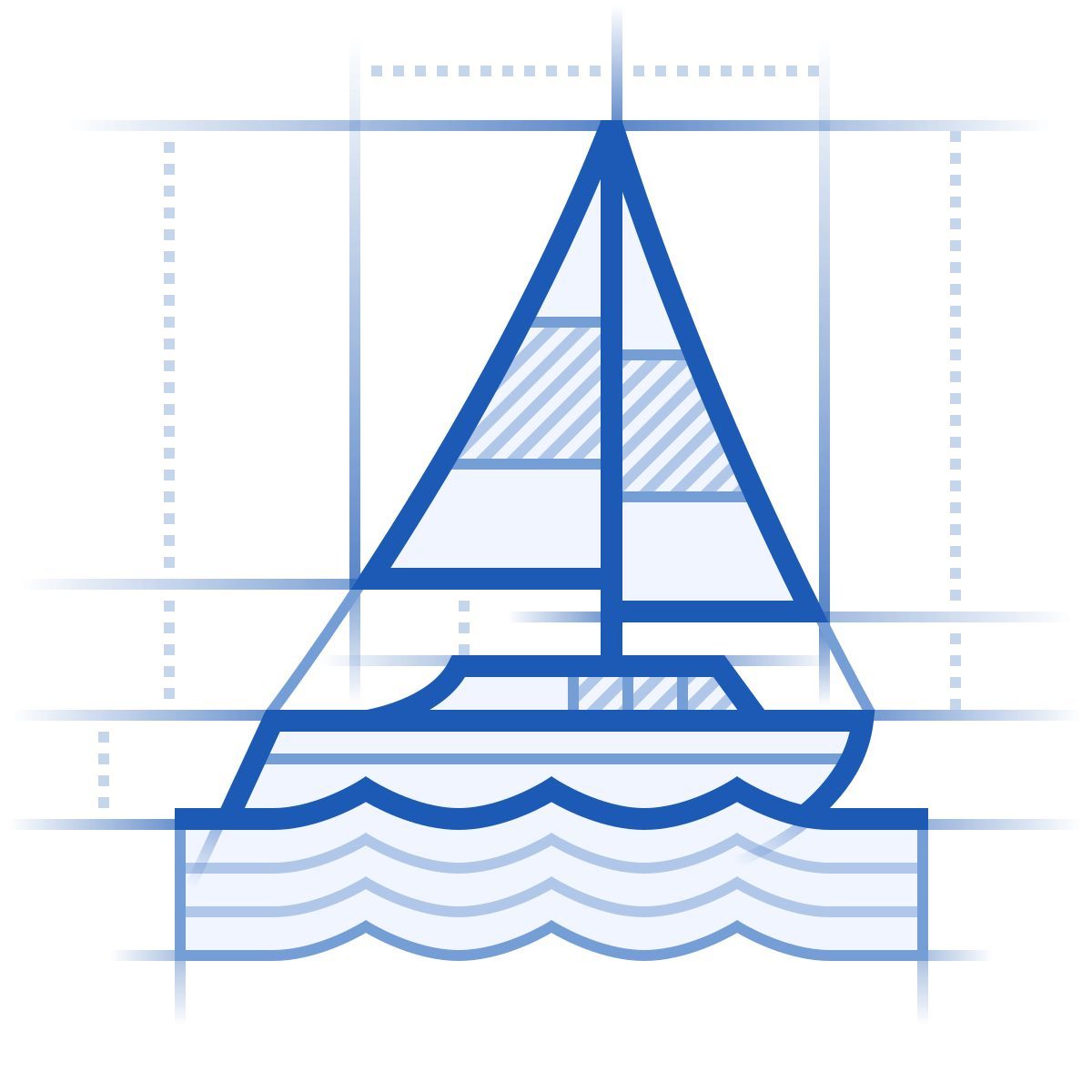 icona barca a vela blueprint stile