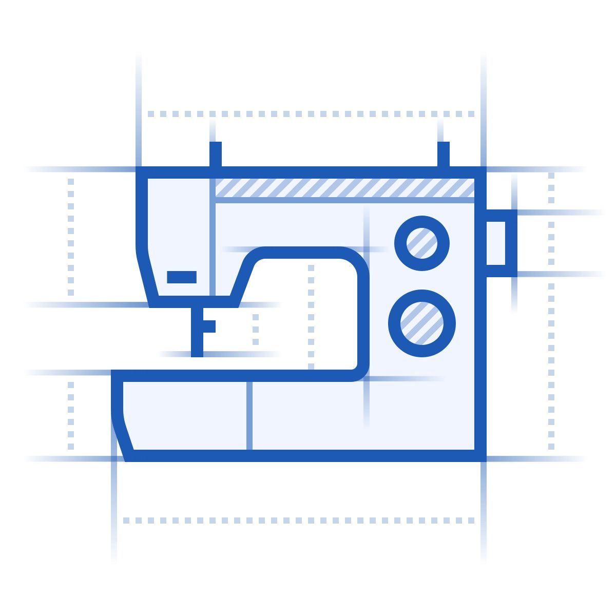 blueprint style sewing machine icon