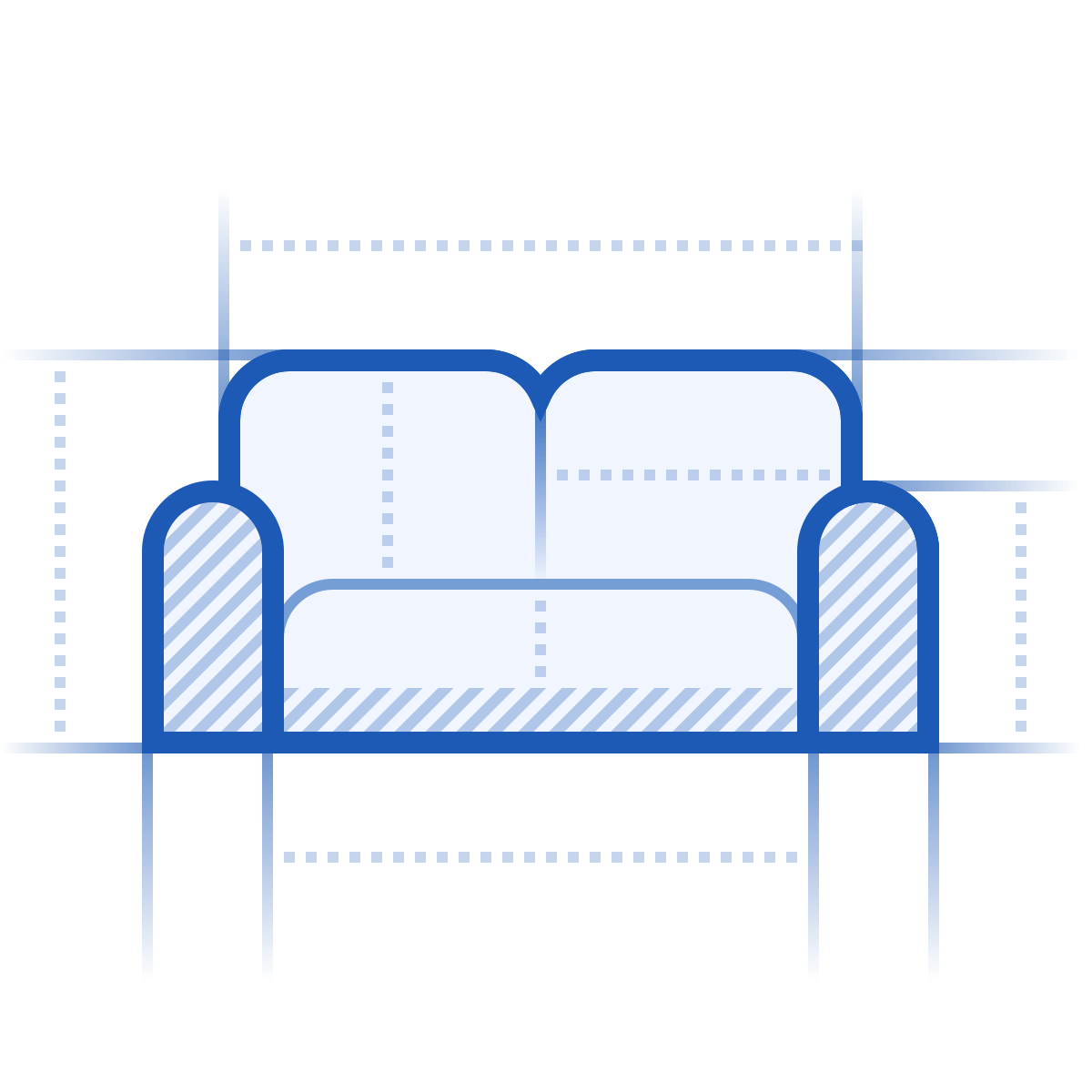 blueprint style sofa icon
