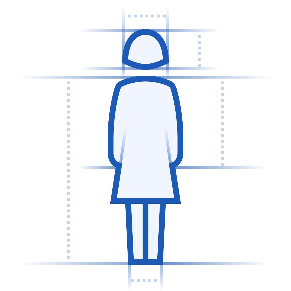 icône femme debout blueprint style
