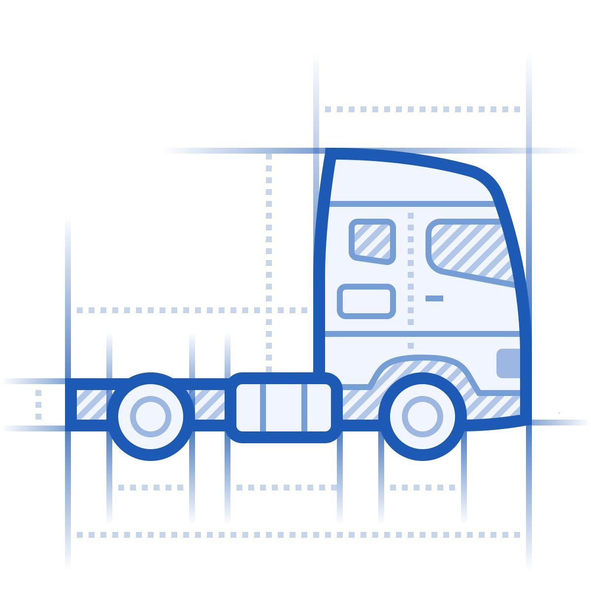 blueprint style грузовик с полуприцепом icon