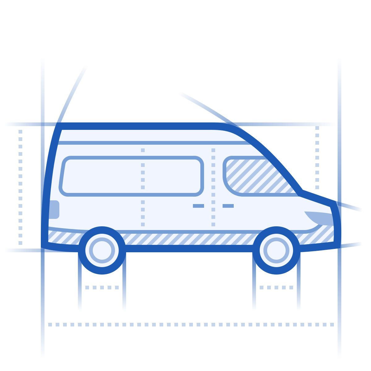 blueprint style van icon