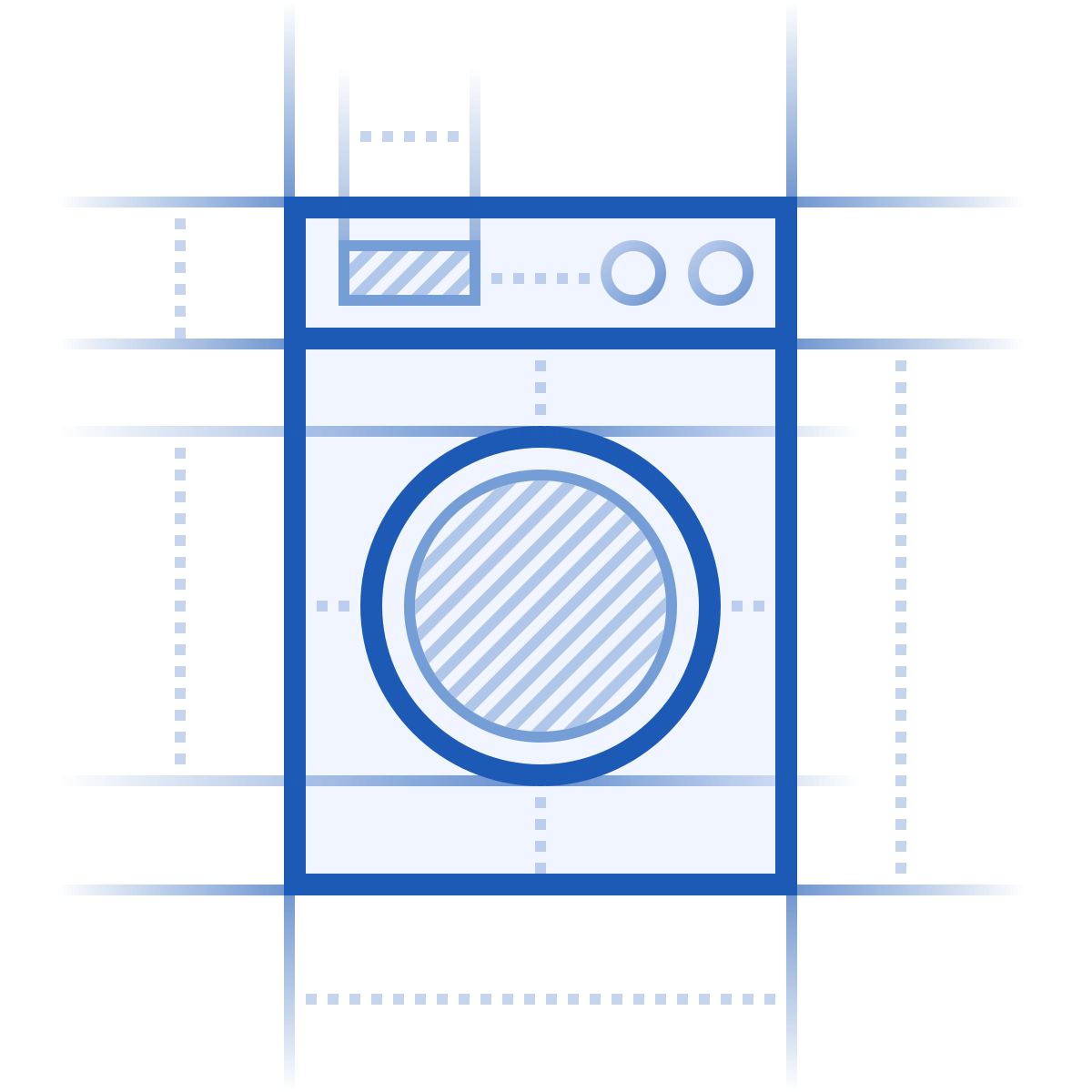 blueprint style washing machine icon