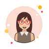 Brown Long Hair Lady With Red Glasses icon