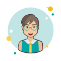 Grey Hair Business Lady With Green Glasses icon