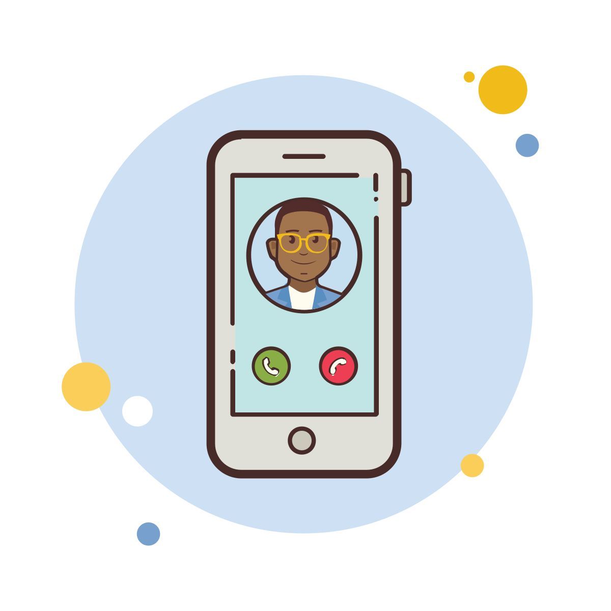 bubbles style aceptar o rechazar hombre con llamada de gafas icon