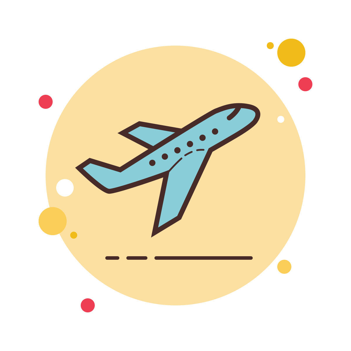 bubbles style airplane take off icon