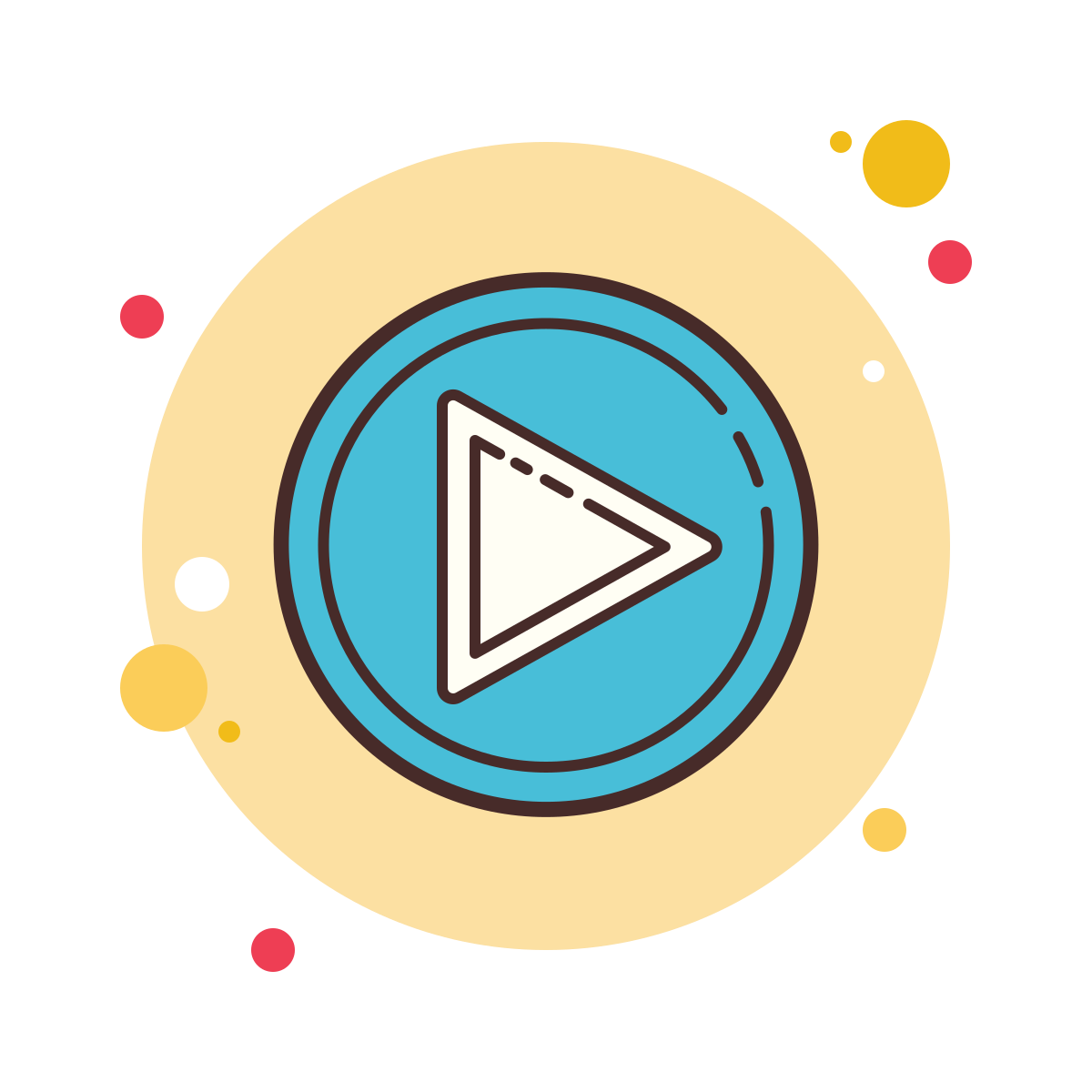 bubbles style circled play icon