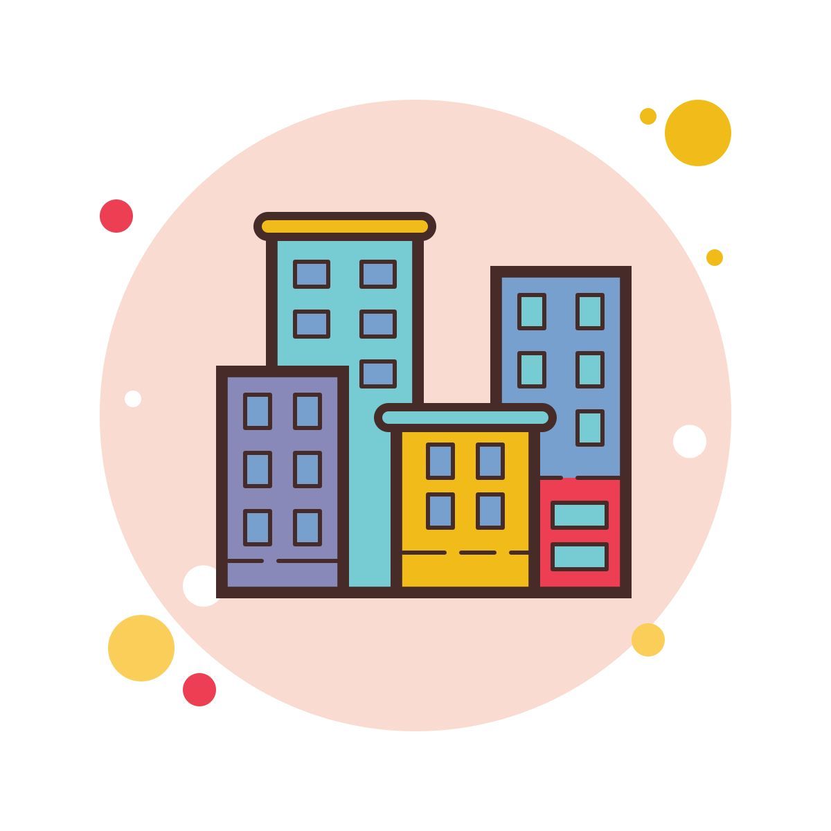 bubbles style 도시 건물 icon