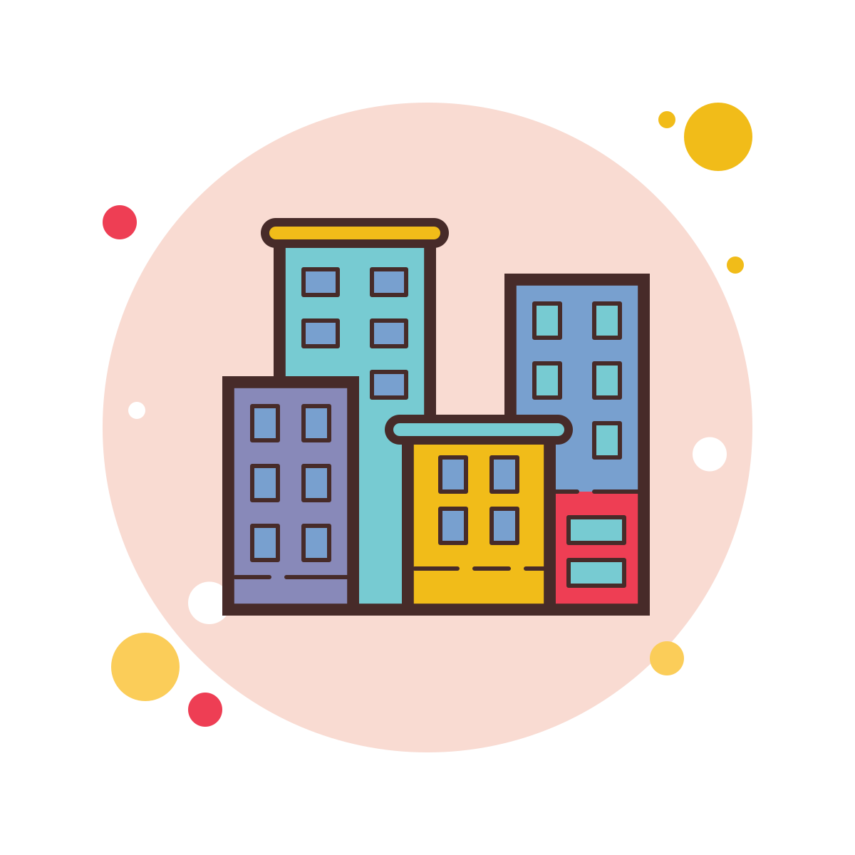 bubbles style city buildings icon
