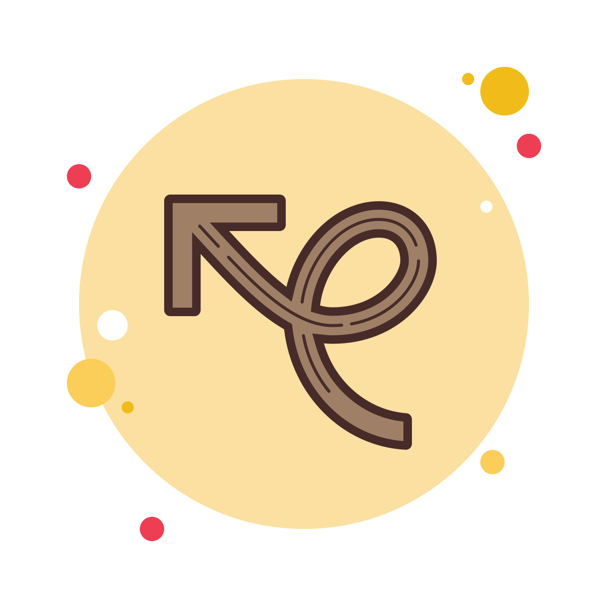 bubbles style curly arrow icon