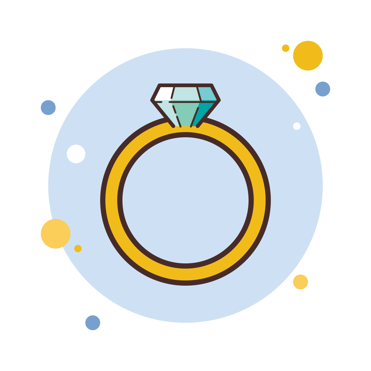 bubbles style diamond ring icon