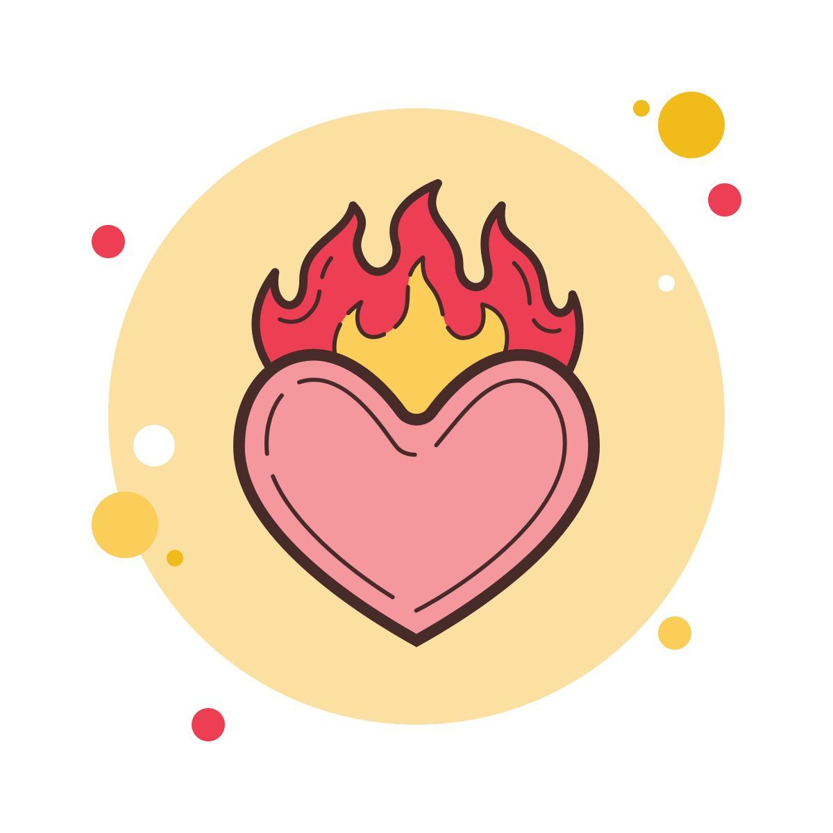 bubbles style fire heart icon