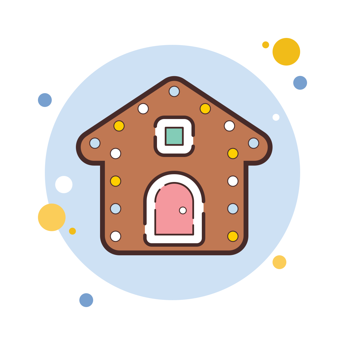 bubbles style gingerbread house icon