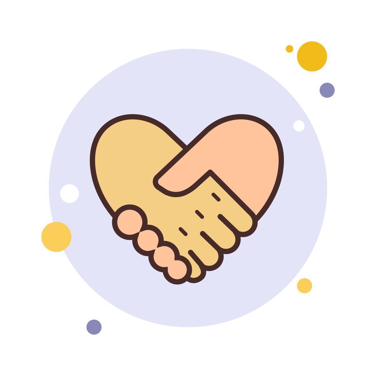 bubbles style cœur poignée de main icon