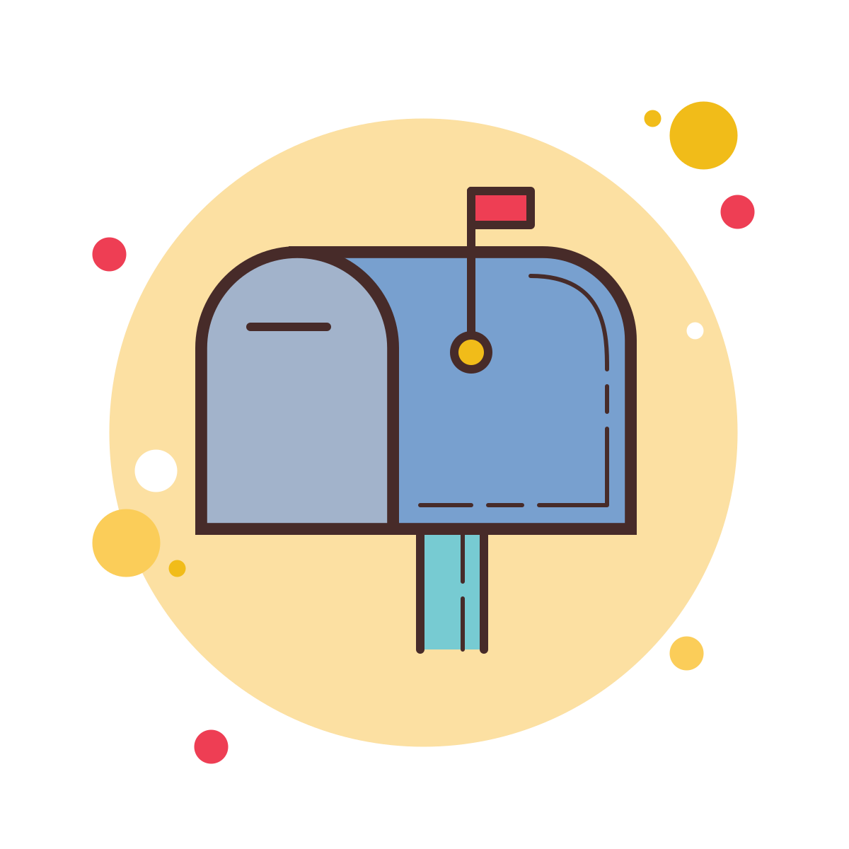 bubbles style mailbox closed flag up icon