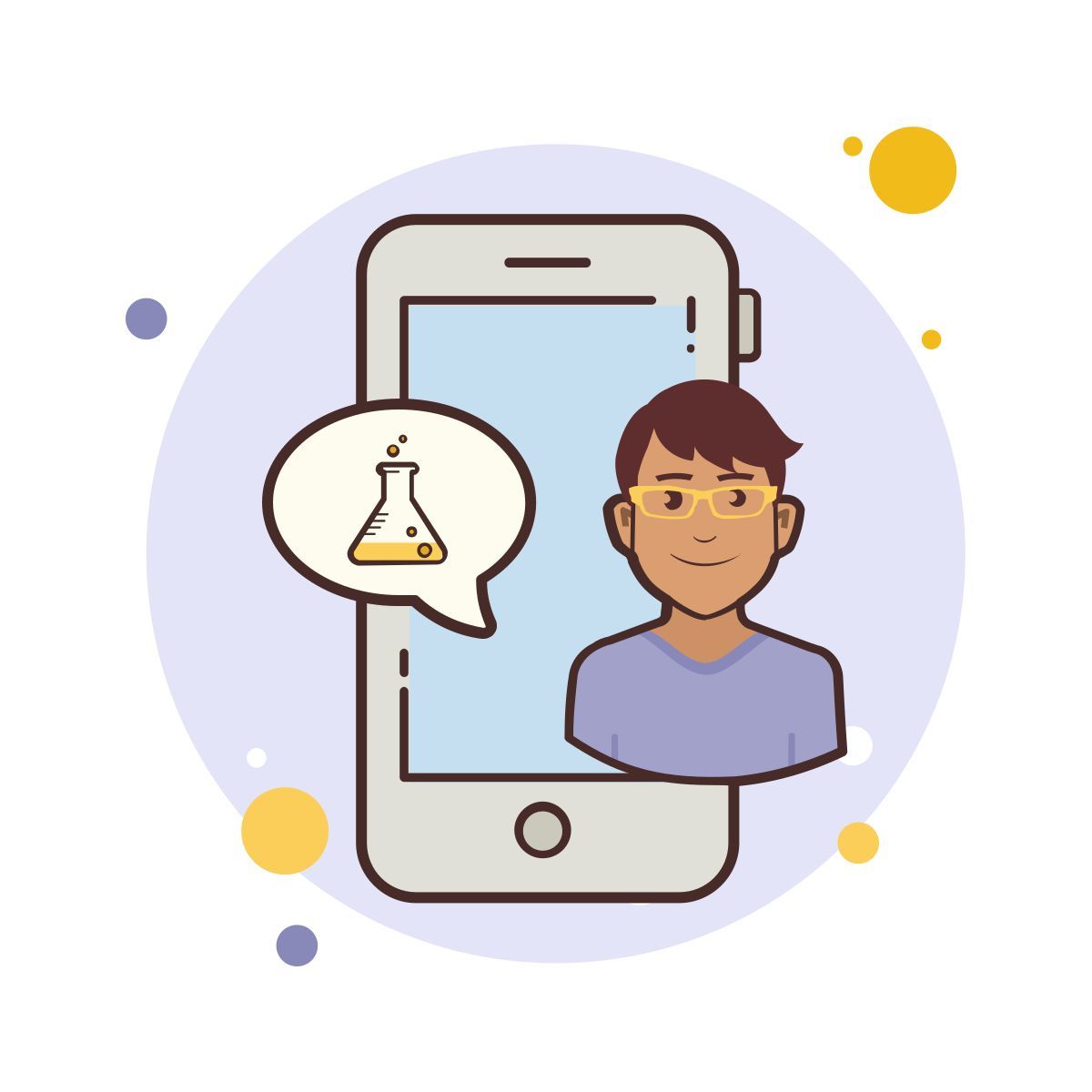 bubbles style tubo de prueba de la química del teléfono del hombre icon