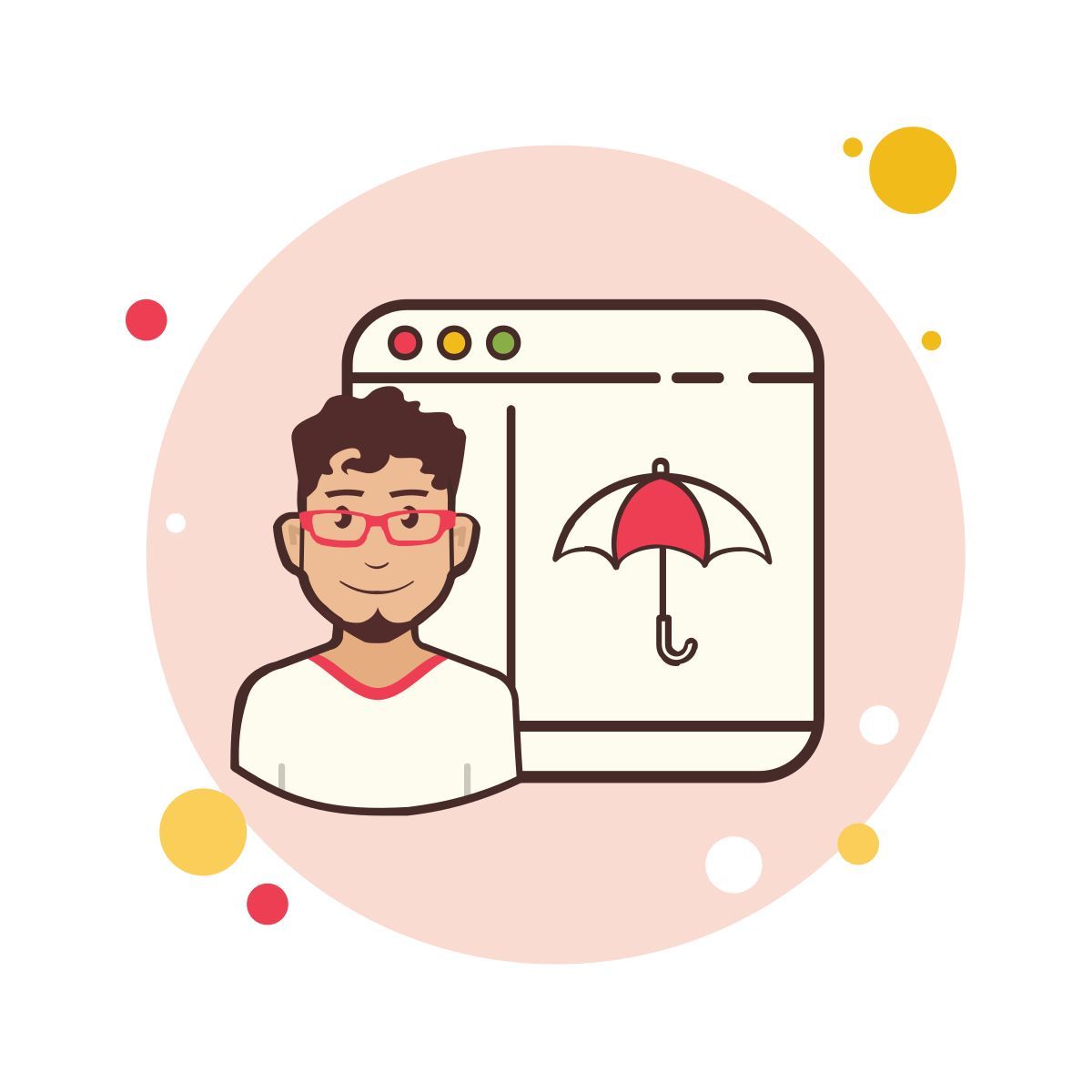 bubbles style man window umbrella icon