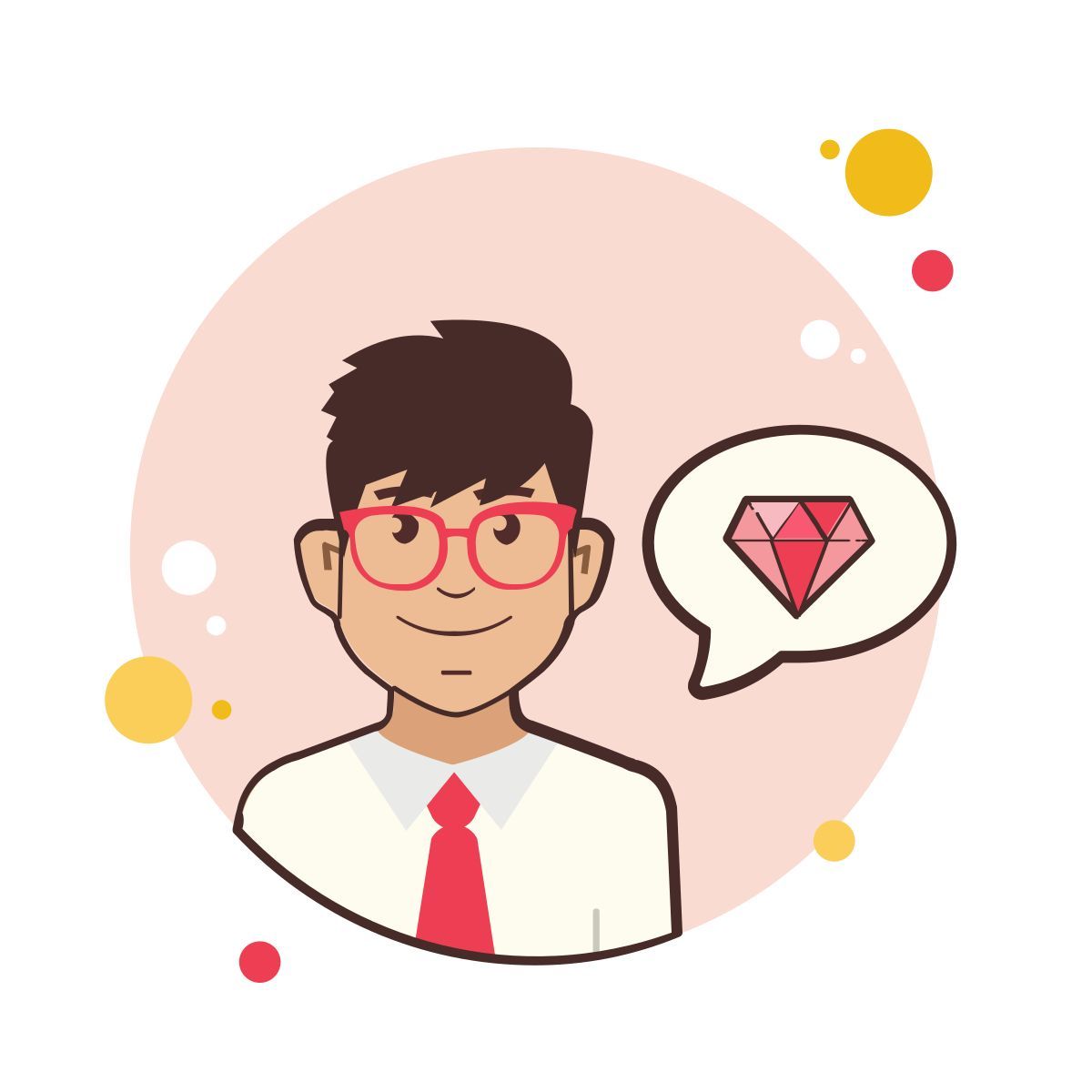 bubbles style homme avec une perle de verres rouges icon