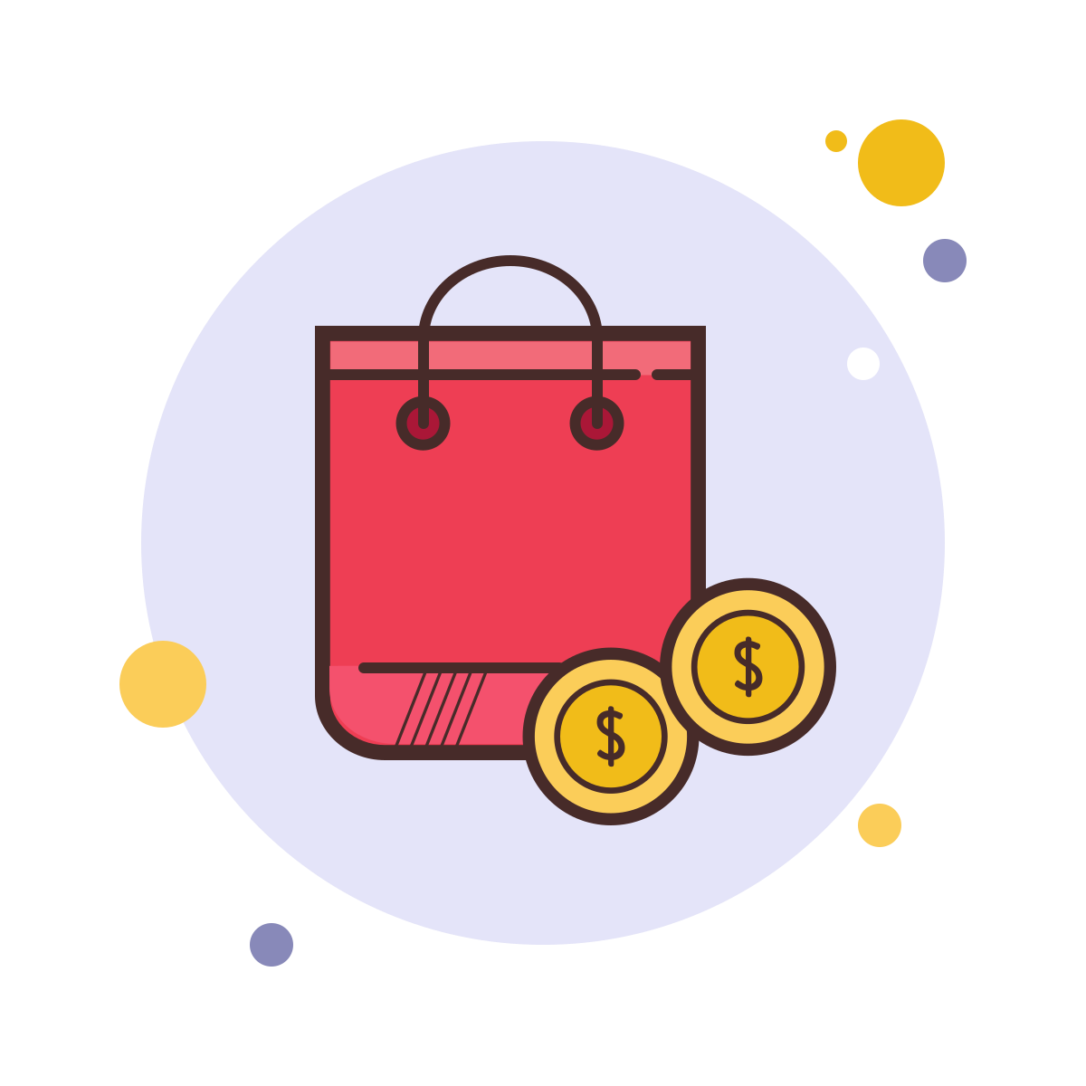 bubbles style shopping bag icon