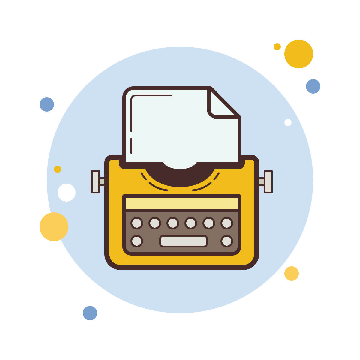 bubbles style typewriter with paper icon