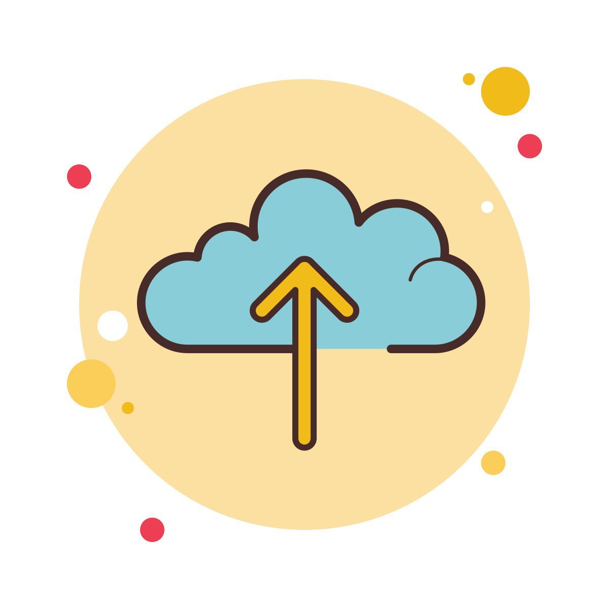 bubbles style upload to cloud icon