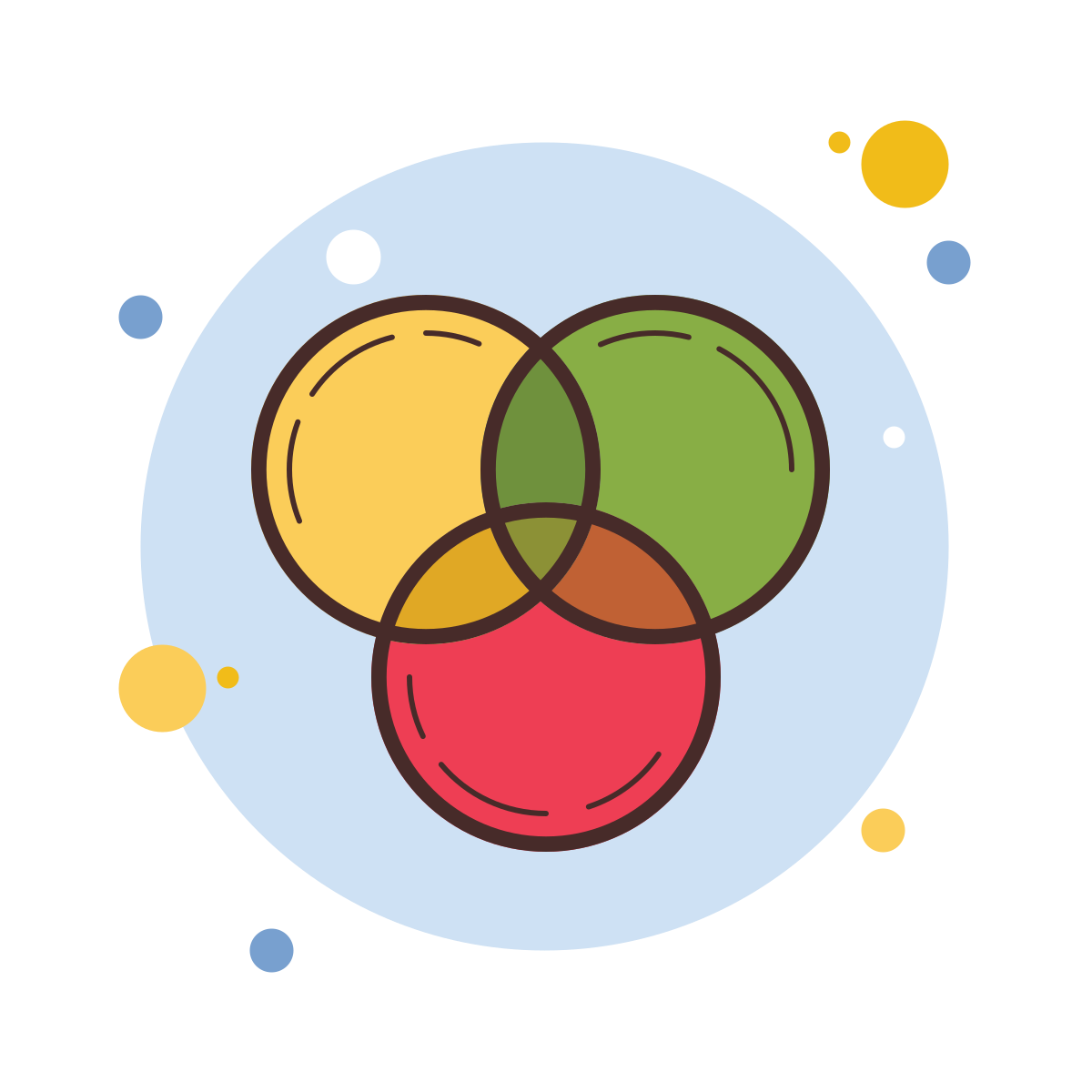 bubbles style venn diagram icon