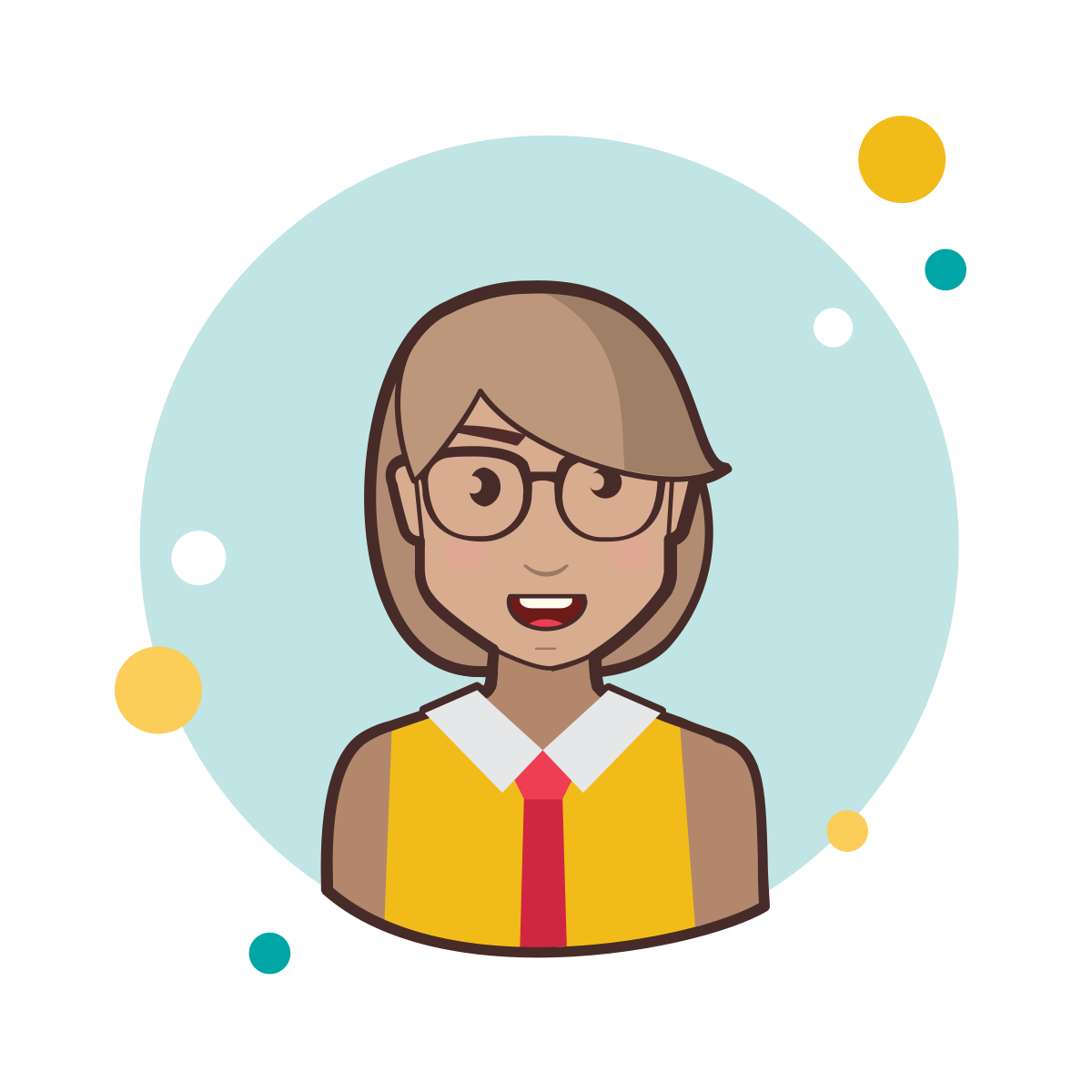 Short Hair Business Lady With Glasses icon in Bubbles Style