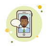 man with-green-tie-messaging icon
