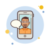 man with-mustaches-messaging icon