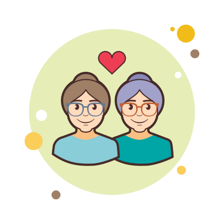Granny Lesbian icon in Circle Bubbles Style