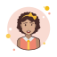 Brown Curly Hair Business Lady With Bow icon